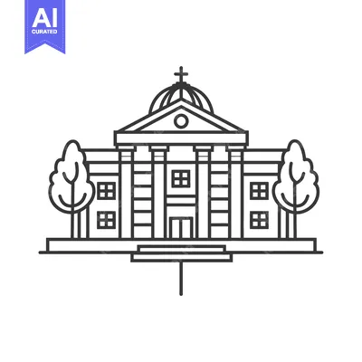 Aset premium populer: Classic Building Design with Dome and Trees