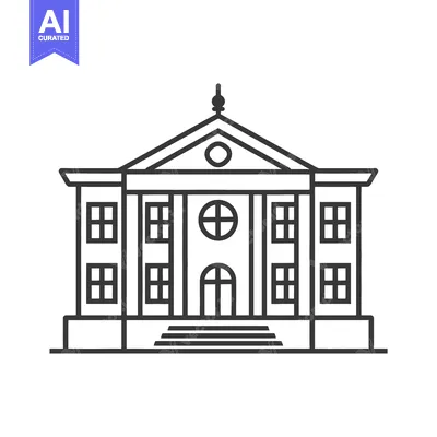 Aset desain premium: Classic Building Architectural Line Drawing Design