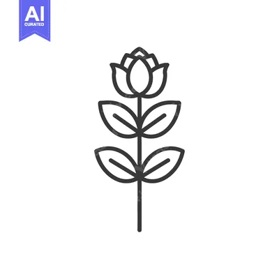 Popular premium asset: Simple Line Drawing of a Flower with Leaves