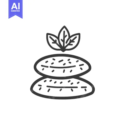 Aset desain premium: Stacked Stones with Three Leaves On Top