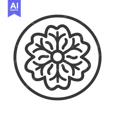 Aset desain premium: Circular Floral Design Simple Flower Icon Graphic