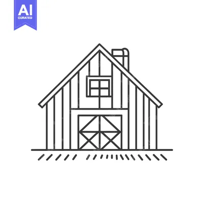 Aset premium populer: Simple Line Drawing of a Classic Barn Building