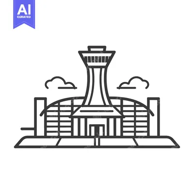 Aset premium populer: Airport Terminal Building with Control Tower Illustration