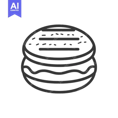 Aset desain premium: Line art drawing of a delicious macaron