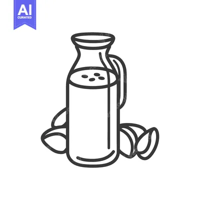 A Glass Bottle of Almond Milk and Almonds