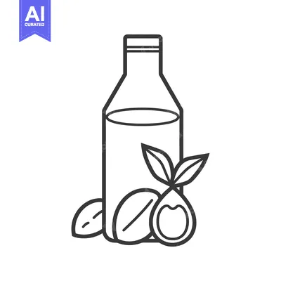 A bottle of oil with nuts and leaves