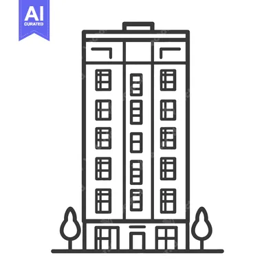 Premium design asset: Apartment Building Line Art Simple Design Illustration