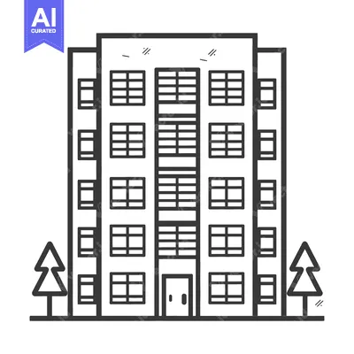 Aset premium populer: Apartment Building Illustration With Trees