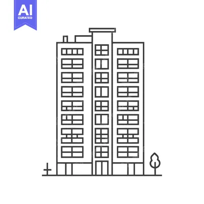 Popular premium asset: A Simple Line Drawing Of A Multi Story Apartment Building