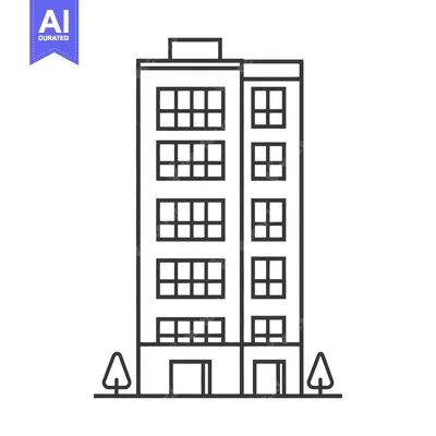 Aset desain premium: A Simple Line Drawing Of A Multi Story Building