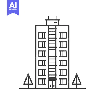 Popular premium asset: Apartment Building Illustration with Two Trees