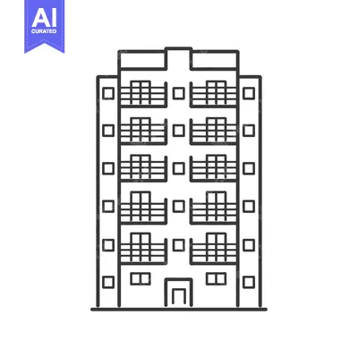 Aset premium populer: Apartment Building Icon Line Art Design Illustration