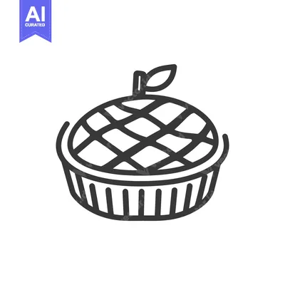 Aset desain premium: A Line Art Drawing Of An Apple Pie
