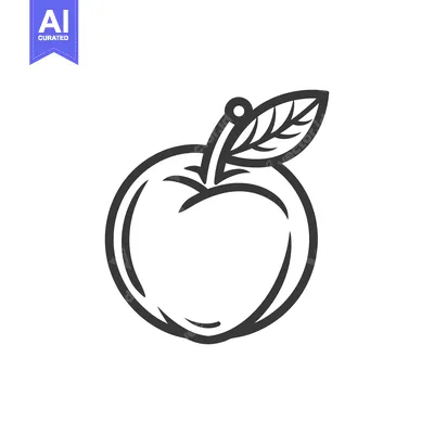 Popular premium asset: A simple line drawing of an apple with a leaf