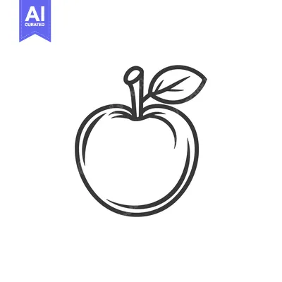 Aset desain premium: A Simple Line Drawing Of An Apple With A Leaf