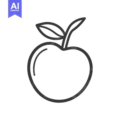 Aset desain premium: Simple Line Drawing Of A Single Apple With Leaf