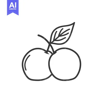 Aset desain premium: Two Cherries with a Leaf Attached