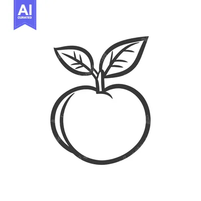 Aset premium populer: Simple Line Drawing Of A Peach With Leaves