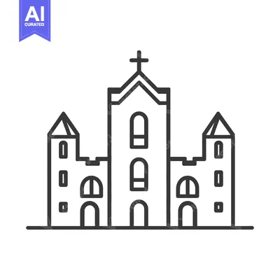 Aset premium populer: Simple Line Drawing Of A Church Building
