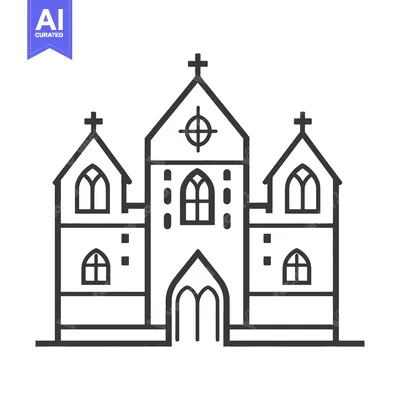 Premium design asset: Simple Line Drawing Of A Traditional Church Building