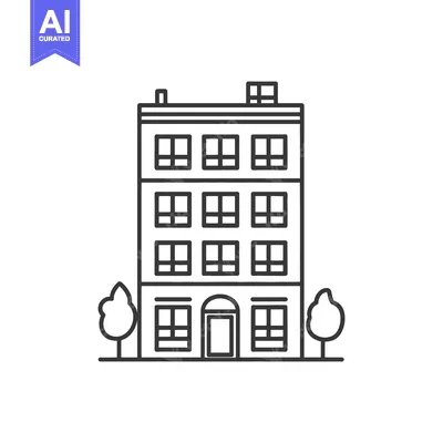 Aset desain premium: A Simple Line Drawing of an Apartment Building