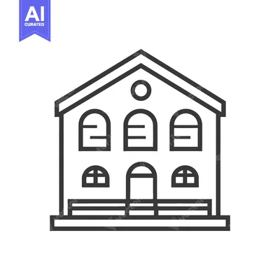 Aset desain premium: Simple Line Drawing Of A House With Many Windows