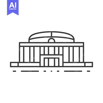 Aset premium populer: Line drawing of a modern civic building
