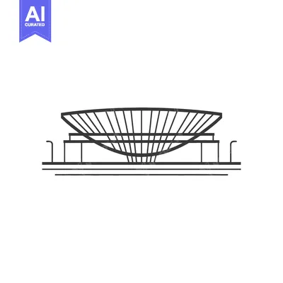 Aset desain premium: Line drawing of a modern curved roof building