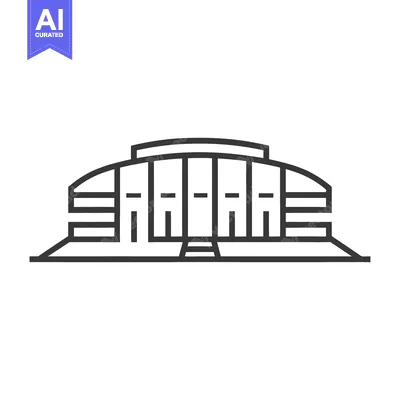 Aset desain premium: Modern Arena Building Architectural Line Drawing