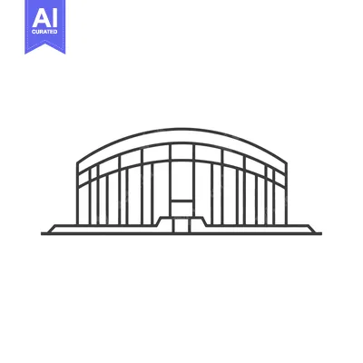 Aset desain premium: Line Drawing of a Modern Arena Building