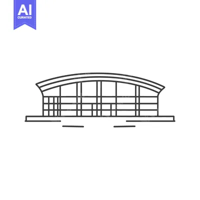 Premium design asset: Simple Line Drawing Of A Modern Arena Building
