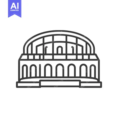 Line Art Illustration of a Modern Sports Arena