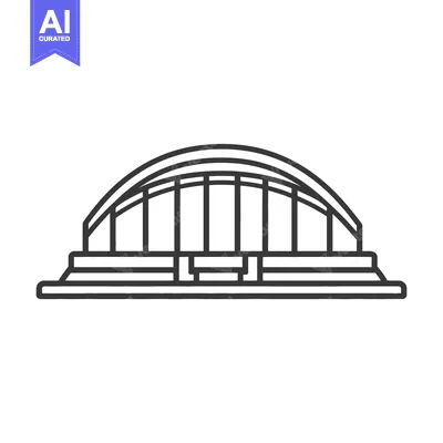 Aset desain premium: Line drawing of a large arched bridge structure