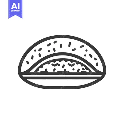 Premium design asset: Line art drawing of a sesame seed bun
