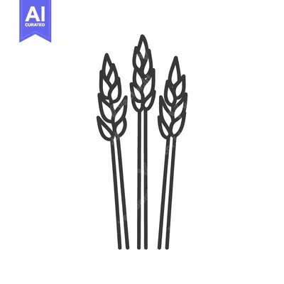 Aset desain premium: Three stalks of wheat stand tall together
