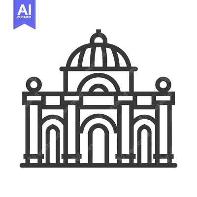 Premium design asset: Classic Building Architectural Line Drawing Design