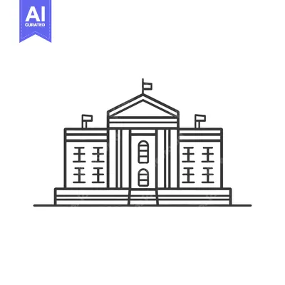 Aset desain premium: Line Drawing Of A Classic Government Building