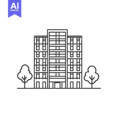 Aset premium populer: Apartment Building Illustration With Two Trees
