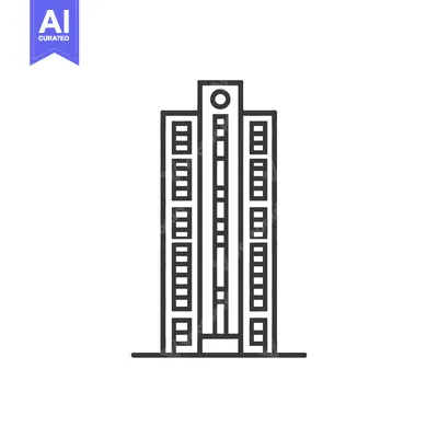 Aset desain premium: Modern Tall Building Architectural Line Drawing Design