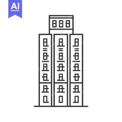 Aset premium populer: A Simple Line Drawing of a Multi Story Building