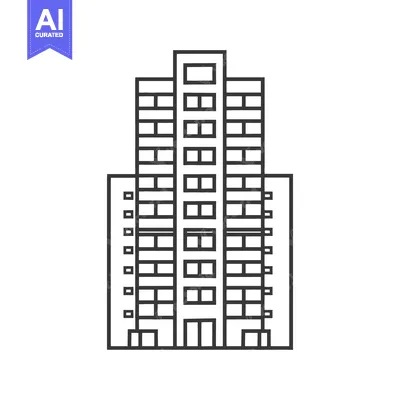 Aset desain premium: Modern Apartment Building Cityscape Design Illustration