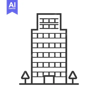 Aset desain premium: A Simple Line Drawing Of A Modern Office Building