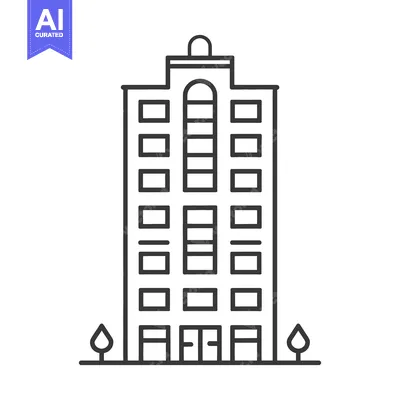 Premium design asset: Simple Line Drawing Of A Modern Multistory Building