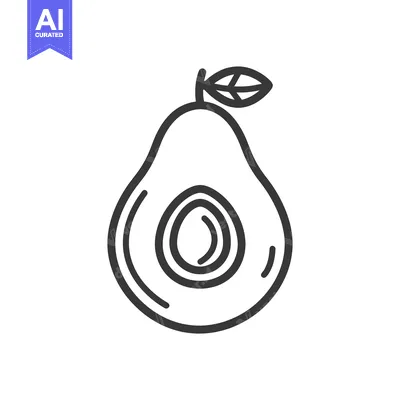 Popular premium asset: Line drawing of a halved avocado with leaf