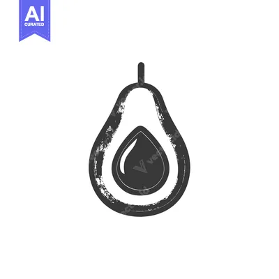 Halved avocado illustration with a textured style