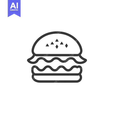 Aset desain premium: Simple Line Art Drawing Of A Hamburger