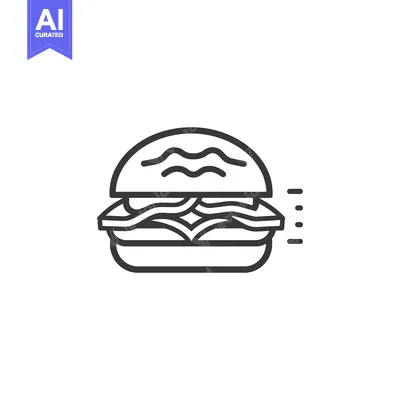Simple Line Drawing Of A Delicious Burger