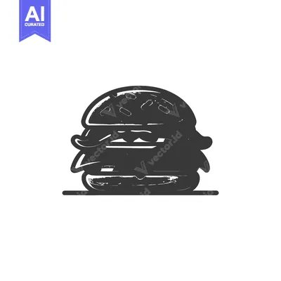 Aset desain premium: A stylized black and white hamburger illustration