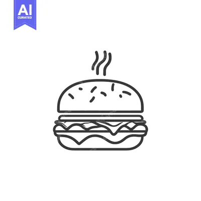 Aset premium populer: A Simple Line Drawing Of A Delicious Burger