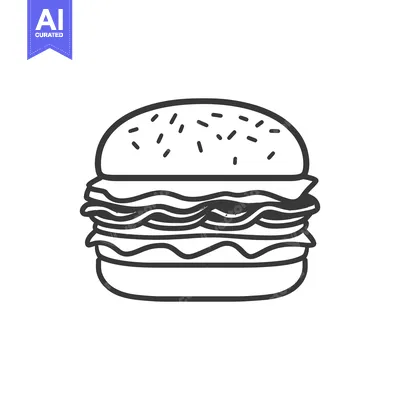Popular premium asset: A Delicious Line Art Drawing Of A Hamburger